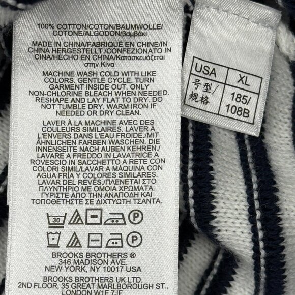 Brooks Brothers Sweater Mens XL Crewneck Red Fleece Striped Pullover‎ Cotton NWT - Picture 8 of 9